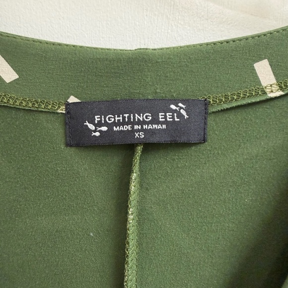 Fighting Eel Olive and White Midi Chopstick Dress - Picture 2 of 5